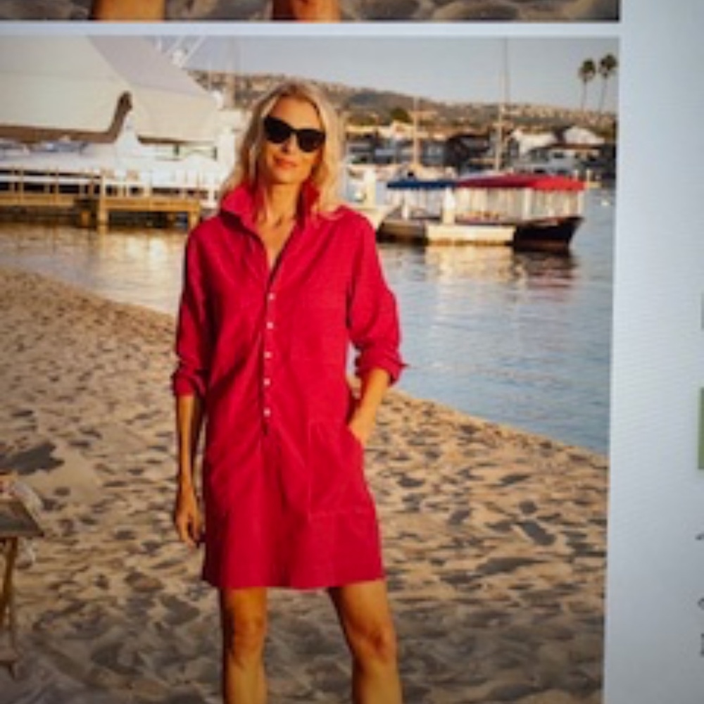 Frank & Eileen SOUTHERN IRELAND Utility Dress  Double Decker Red Sz L